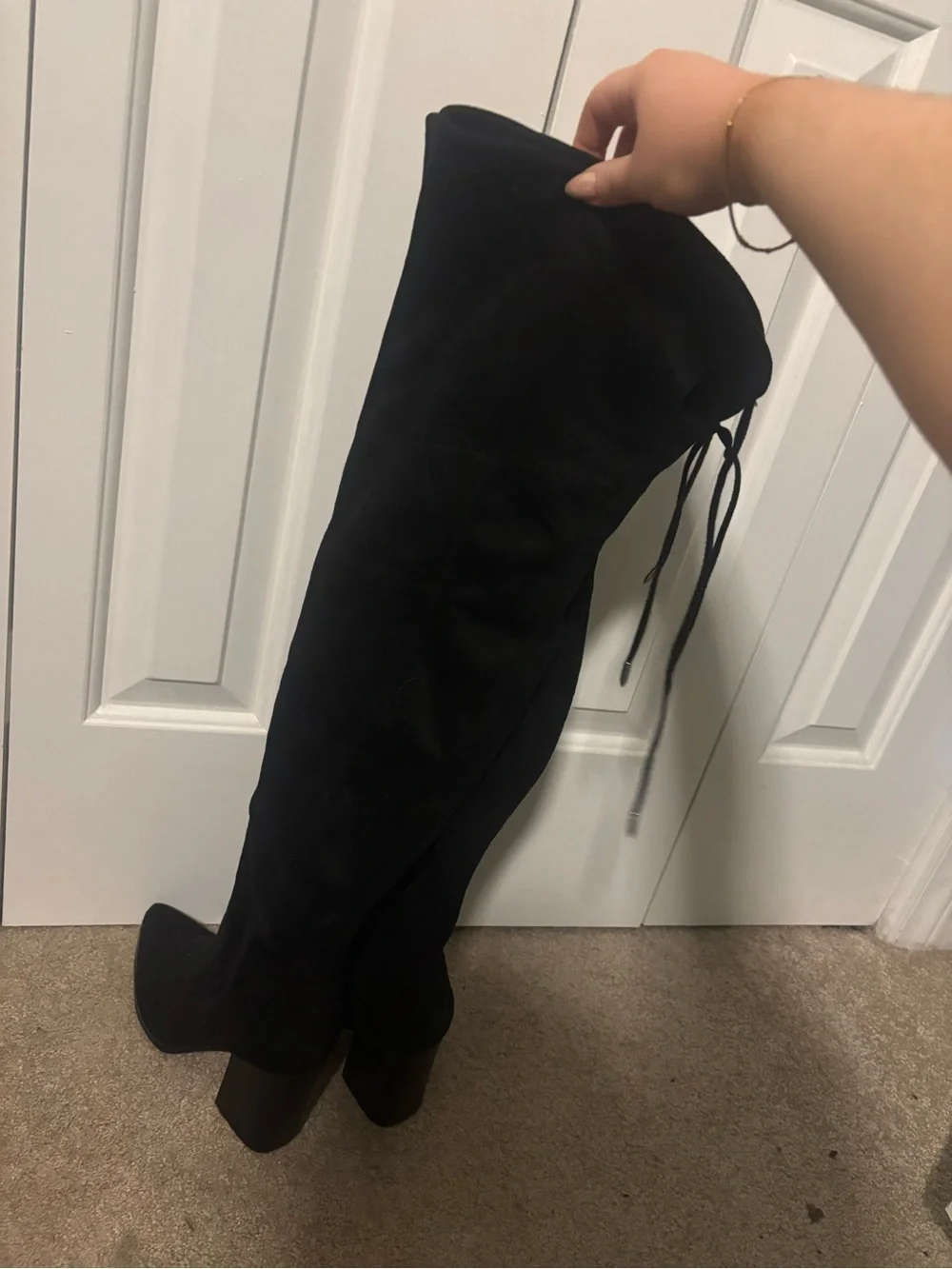 Marc Fisher Octavie Black Suede Over-the-Knee Block Heel Boots